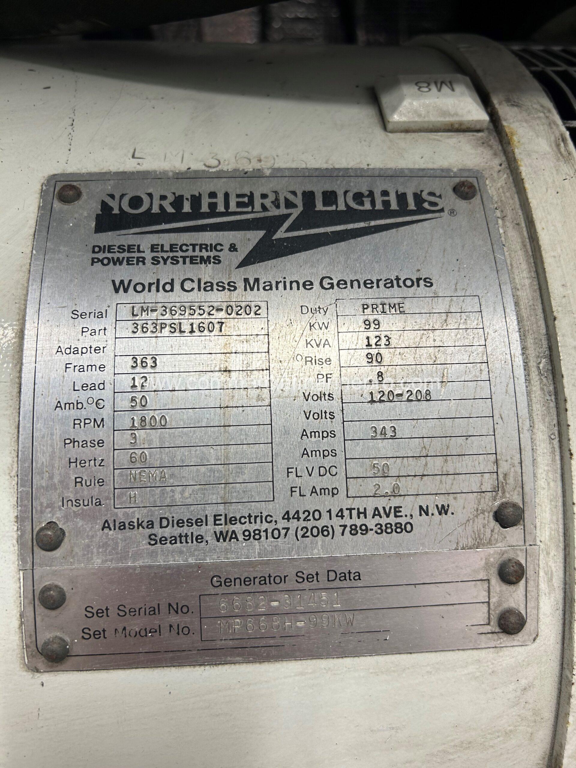 Pair Northern Lights 100 KW 3 Phase Marine Generators - Image 6