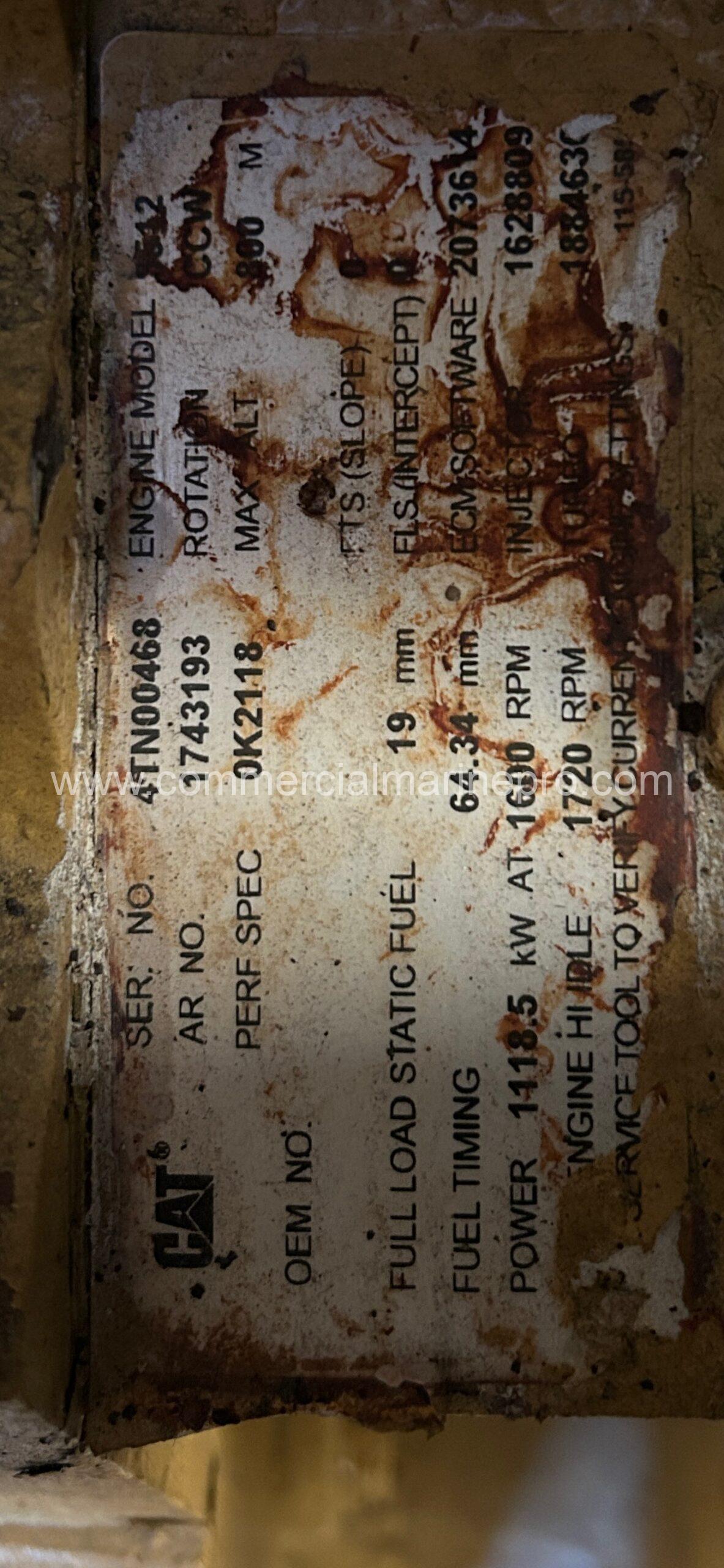 Three CAT 3512B Marine Engines - 1500hp @ 1600rpm - Image 7