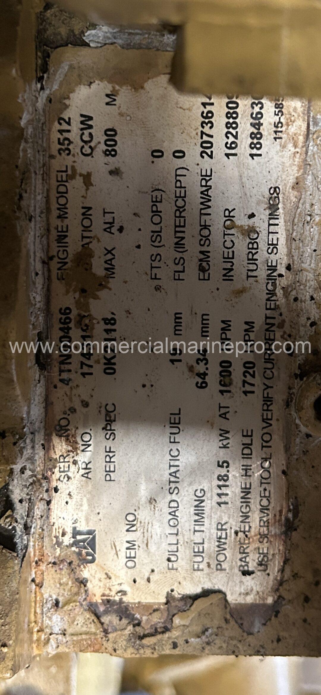 Pair CAT 3512B Marine Engines - 1500hp @ 1600rpm - Image 6