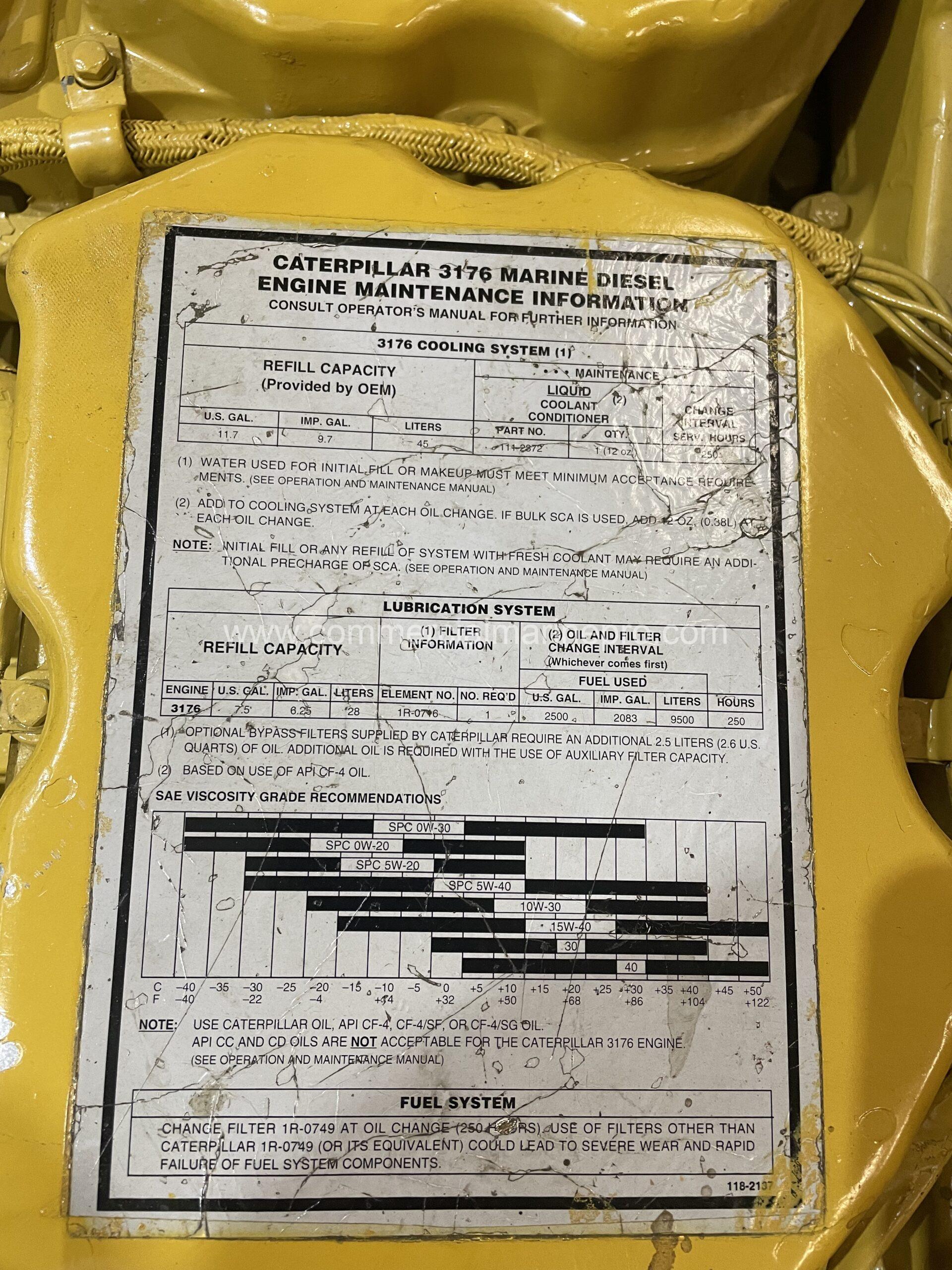 Pair Of CAT 3176 Marine Engines - Low Hours