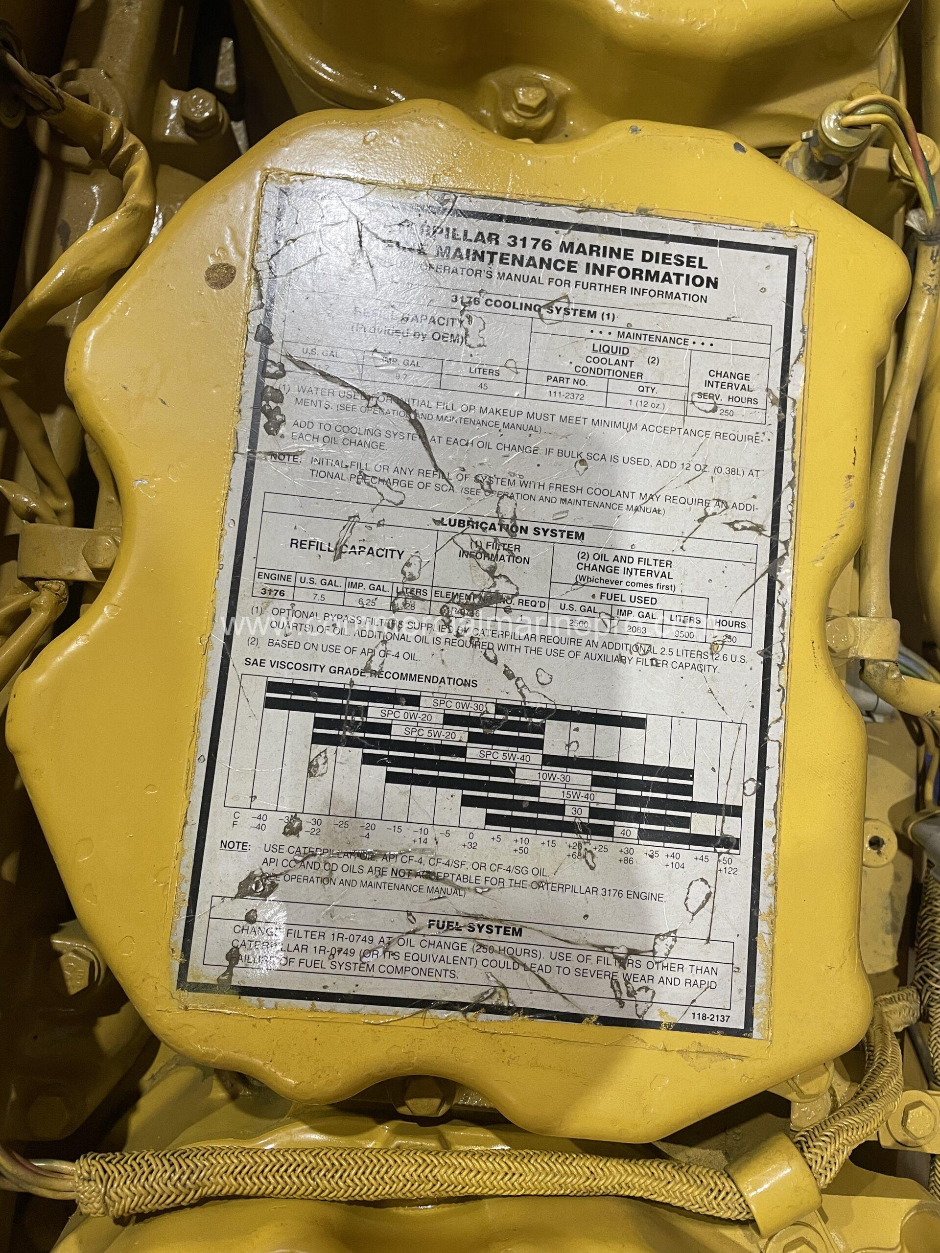 Pair Of CAT 3176 Marine Engines - Low Hours