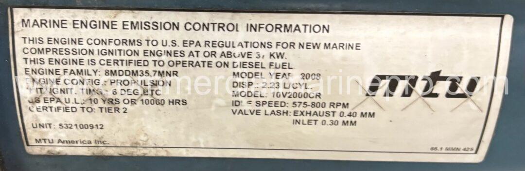 Pair MTU 10v2000 M92 Common Rail Marine Propulsion Engines