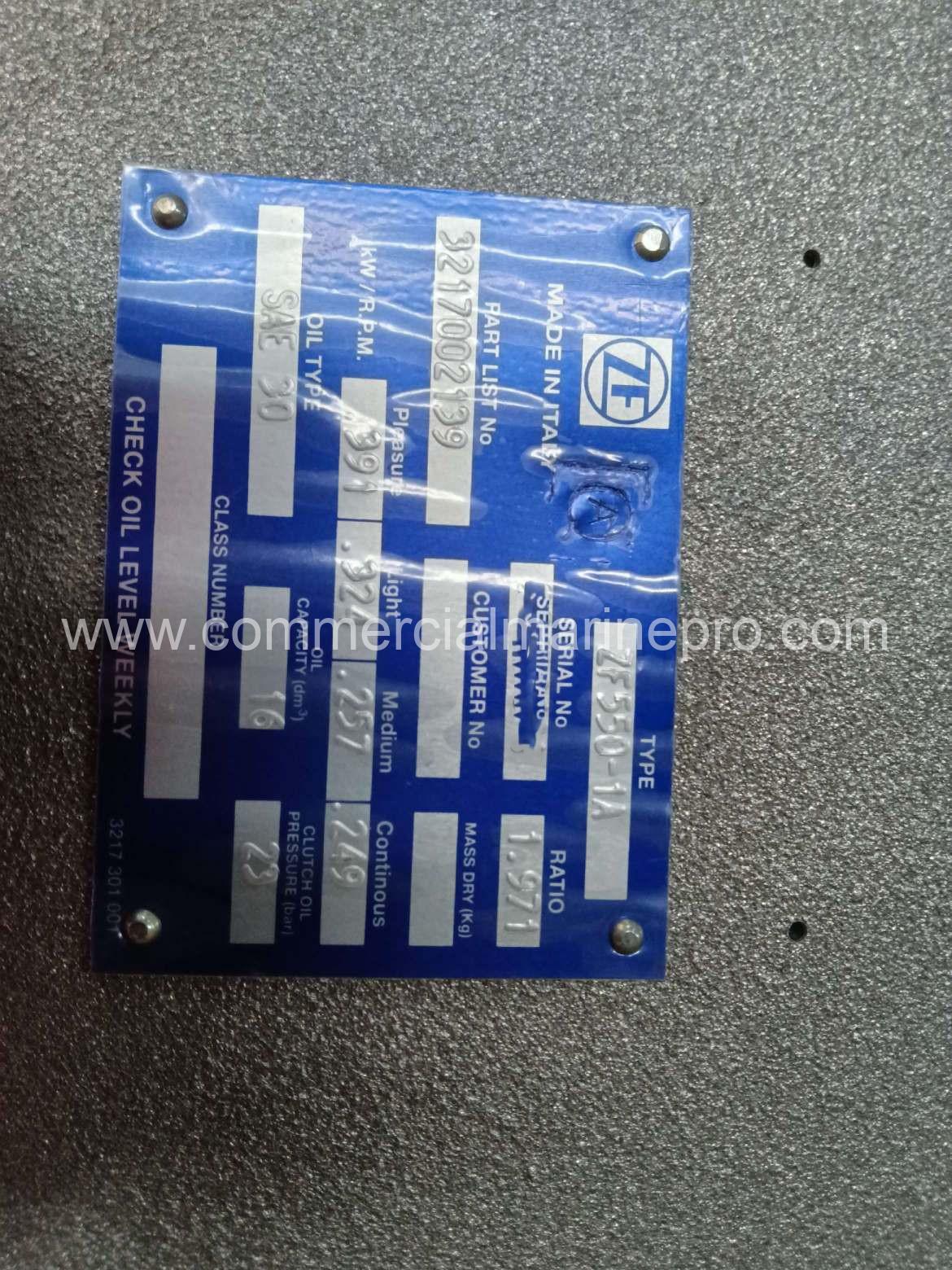 Pair ZF550-1A Marine Gears Ratio 1.97:1 New Surplus