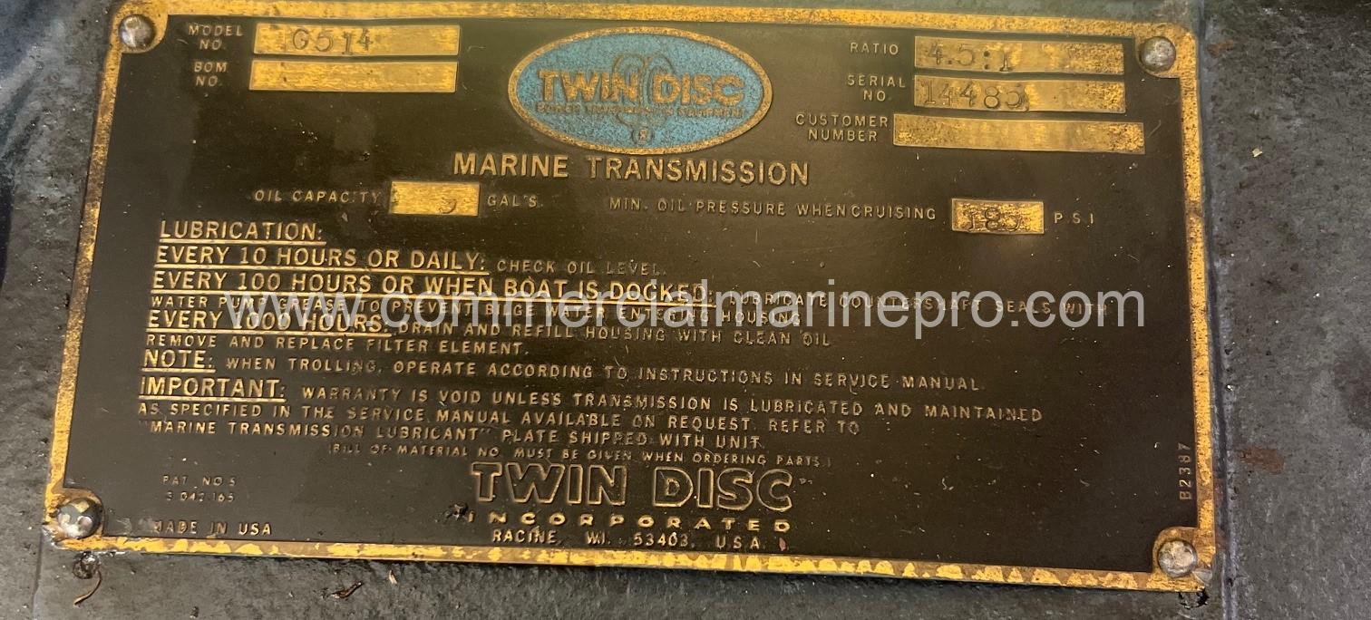 Single or Pair Twin Disc 514B Marine Transmission 4.5:1 Ratio