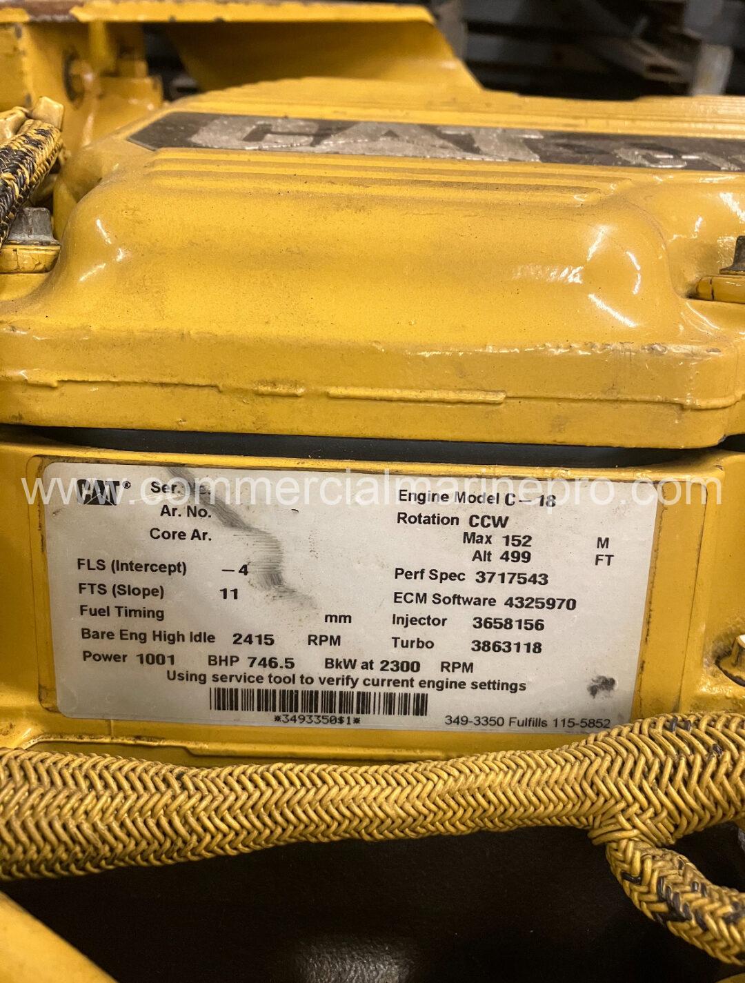 (2) CAT C-18 1000HP Marine Engines