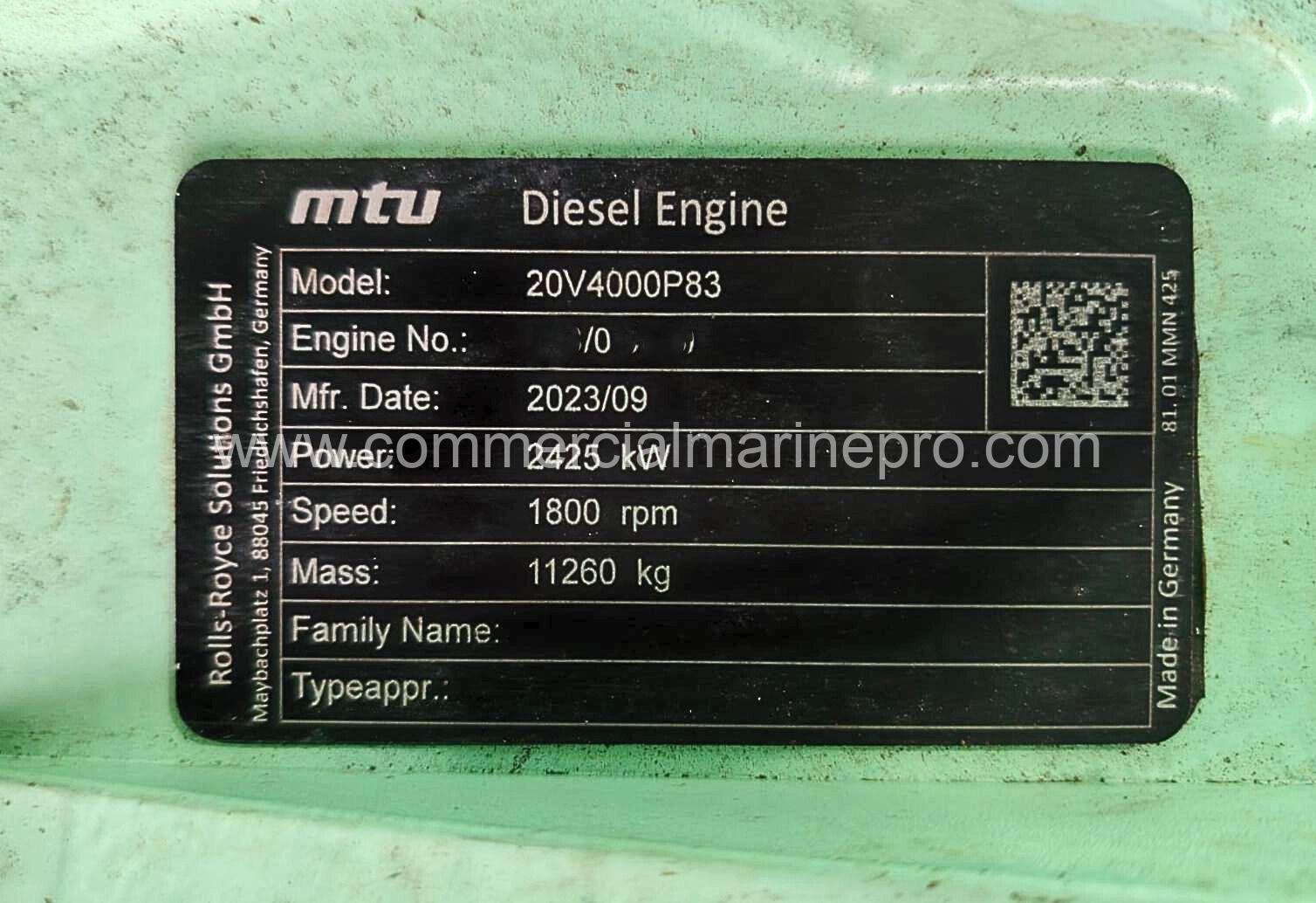 USED GOOD MTU 20V4000P83 Diesel Engine - Image 3