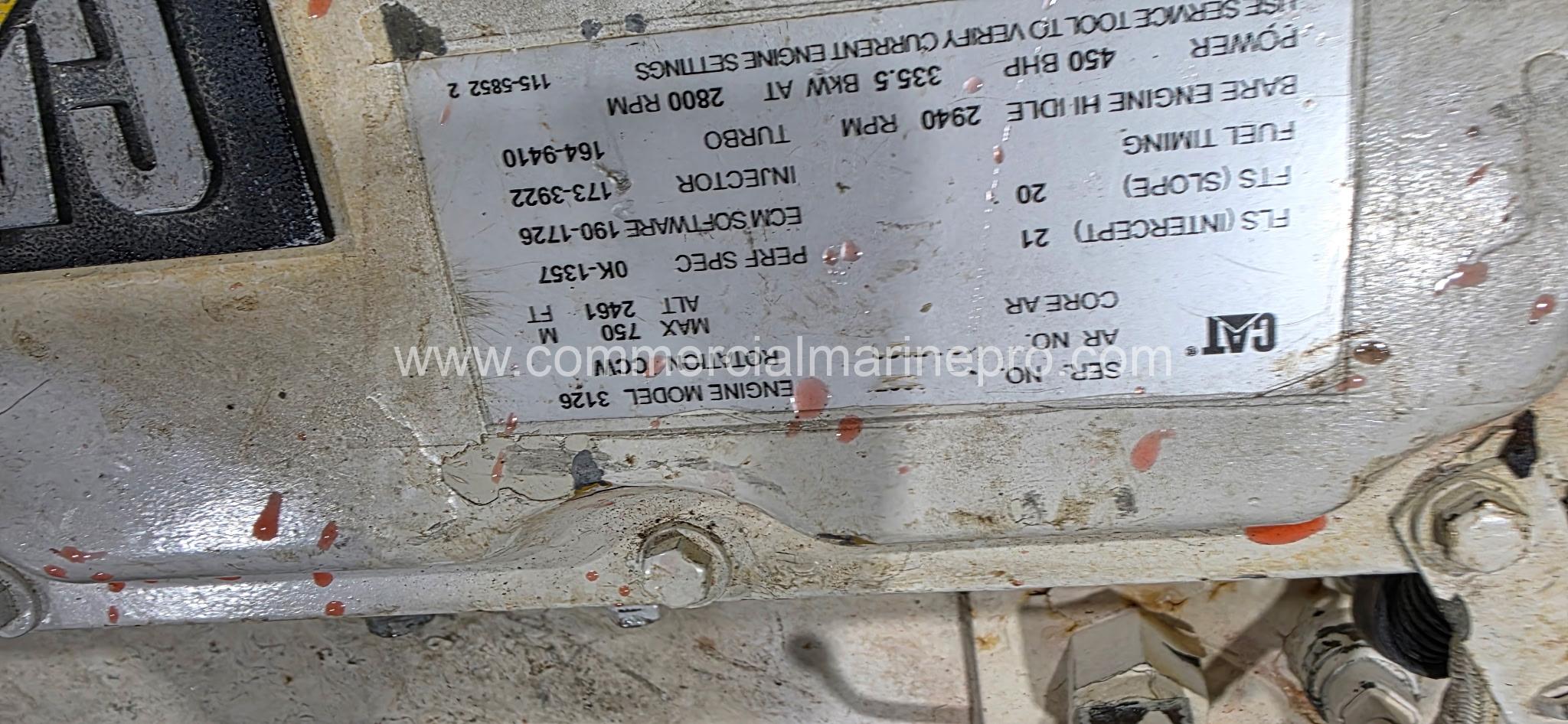 Pair CAT 3126B Marine Engines w/ ZF280-1 Gears Ratio 1.43 - Image 2