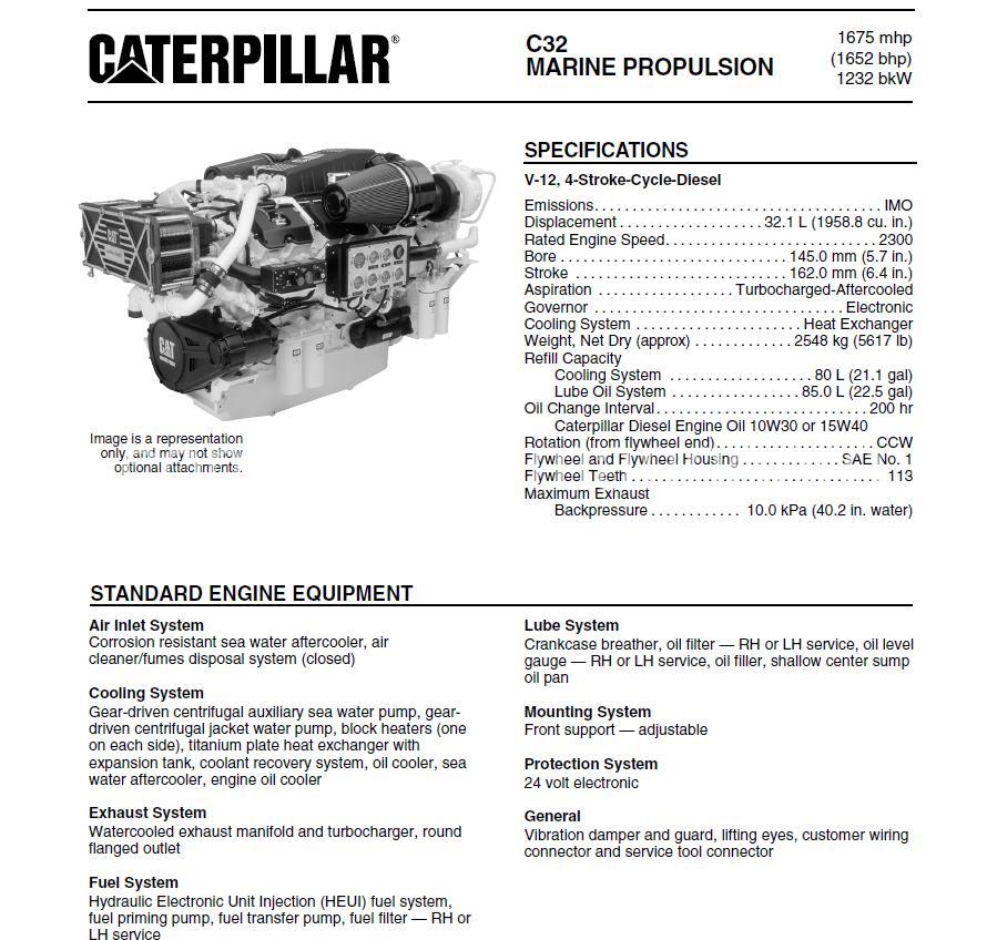 CAT C32 Marine Engines RXB Serial Prefix 1650hp
