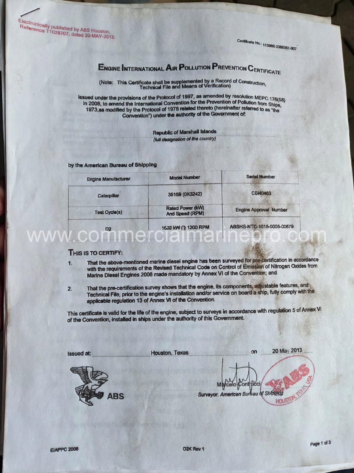 Multiple CAT 3516 HD Marine Genset Engines - ABS