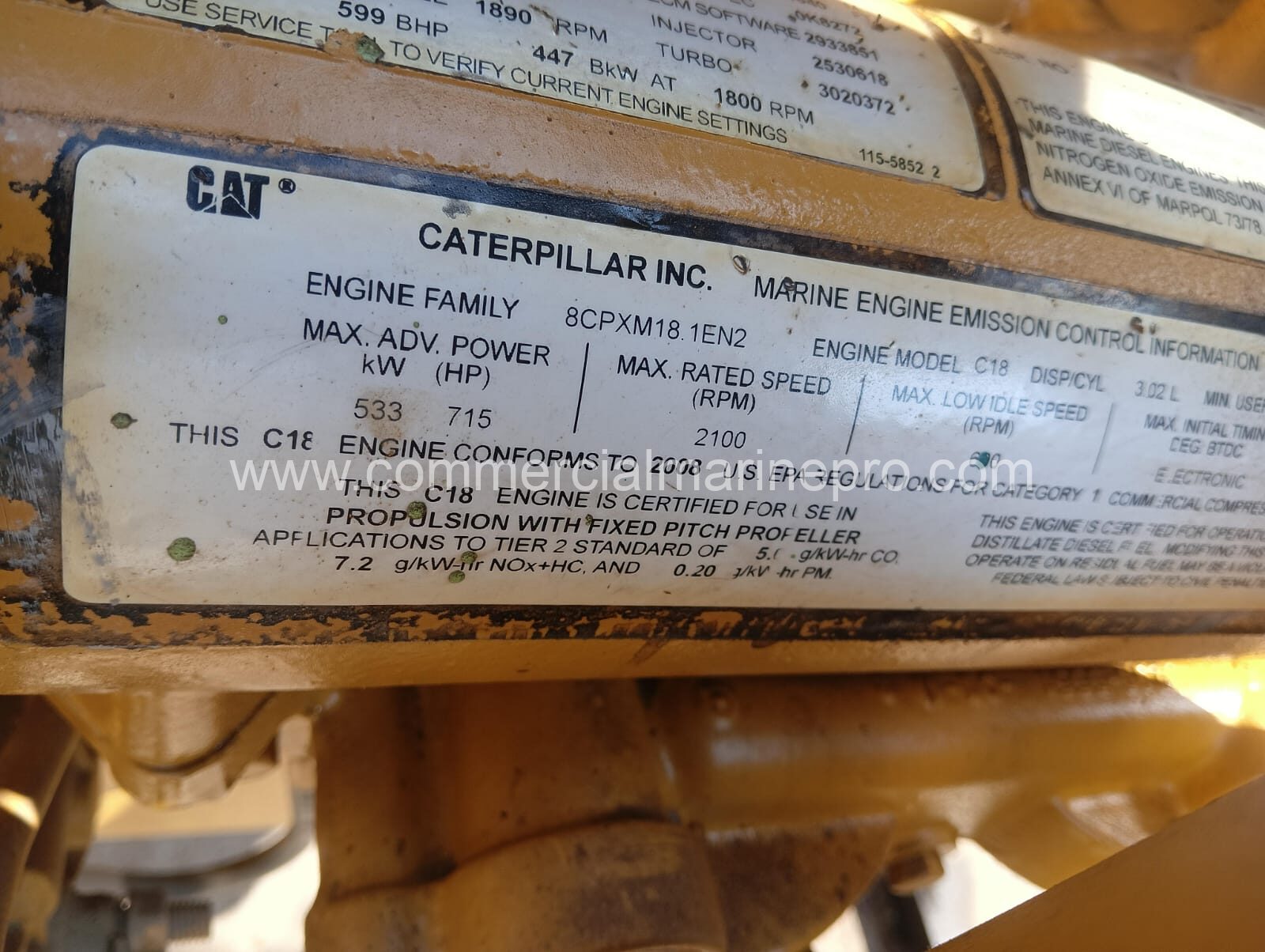 Pair of Caterpillar C18 Marine Engines - Image 2