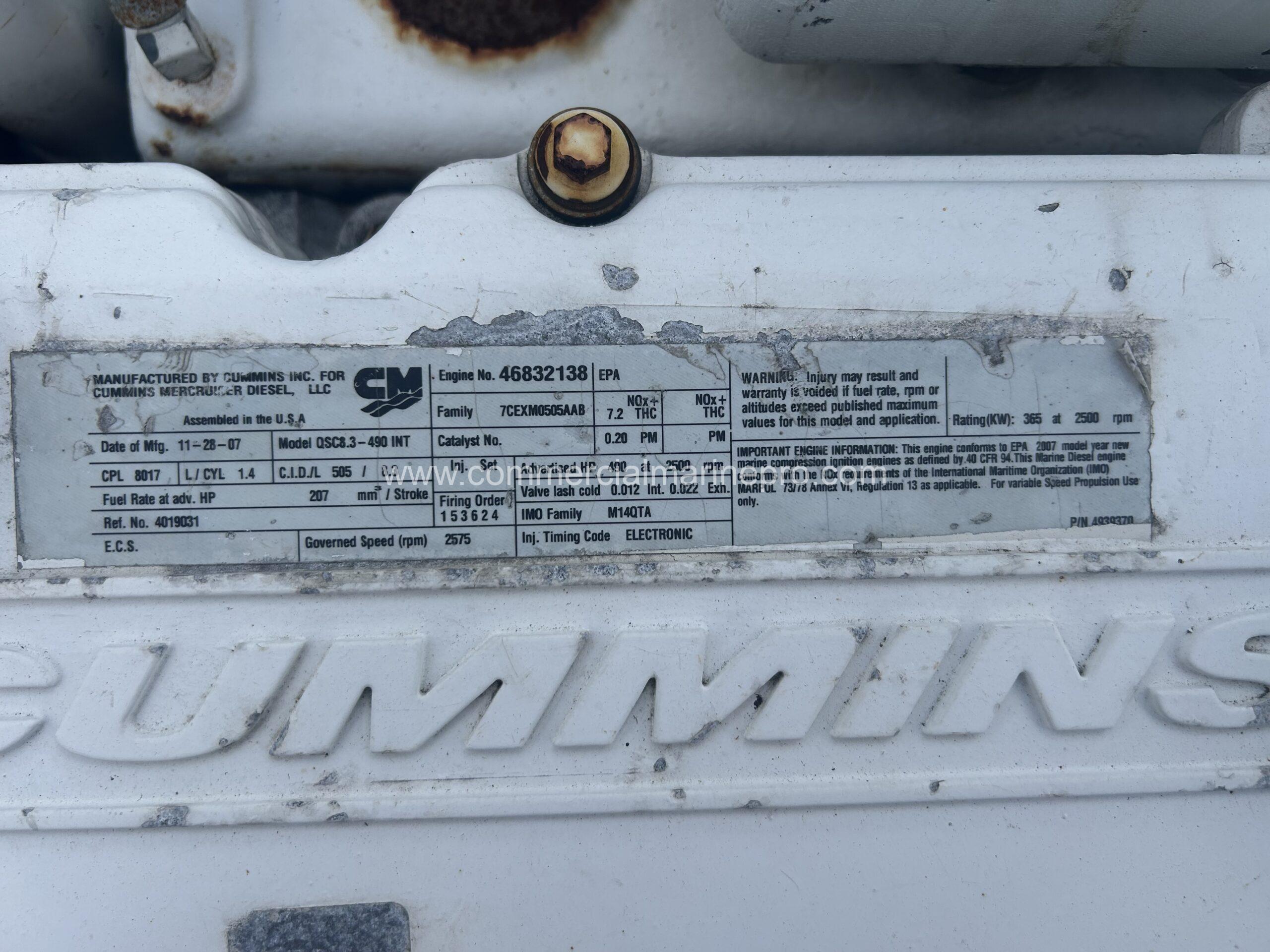Single or Pair Cummins QSC 8.3 Marine Propulsion Engines for Rebuild