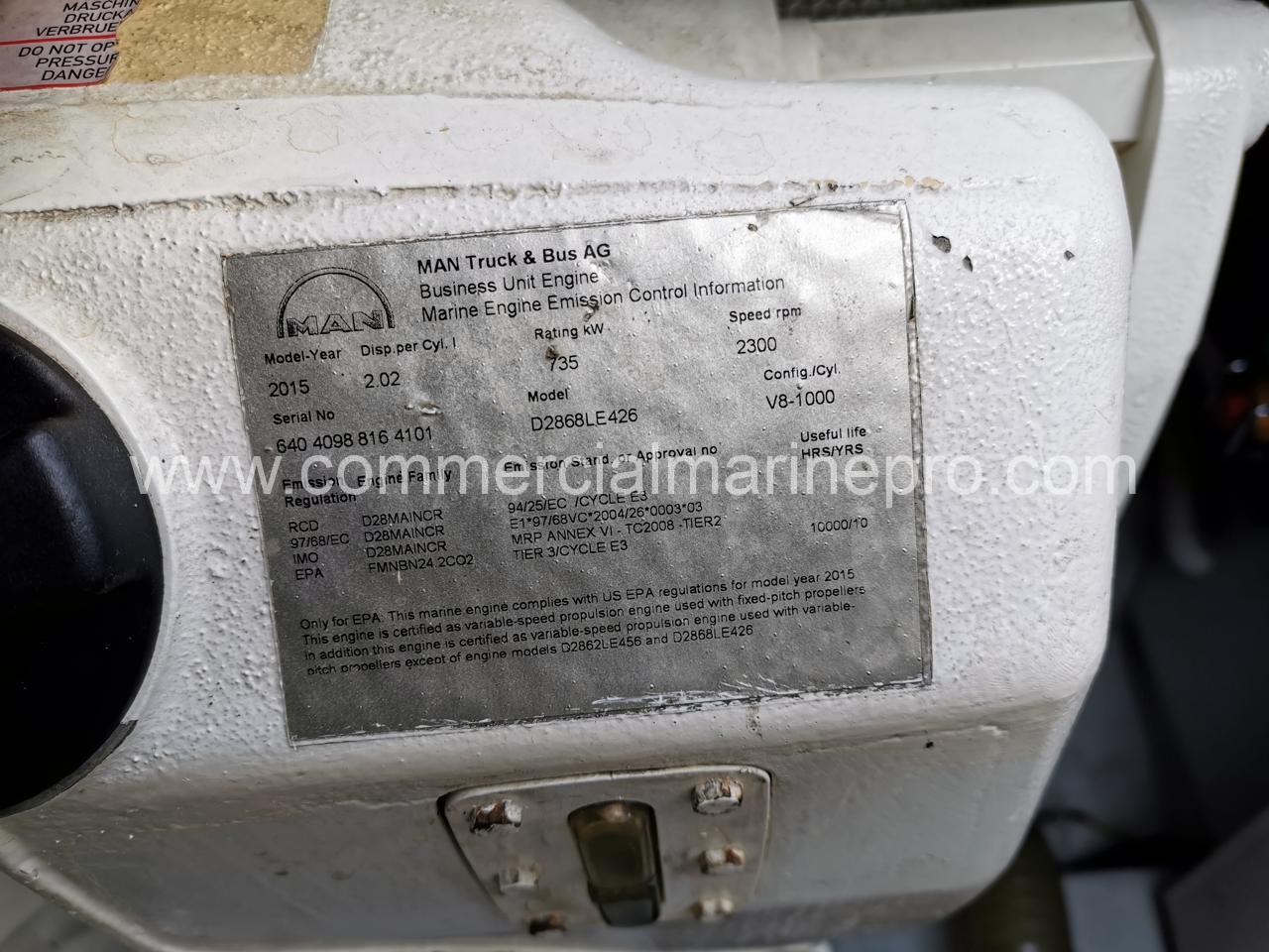 Pair MAN D2868 LE426 Marine Propulsion Engines
